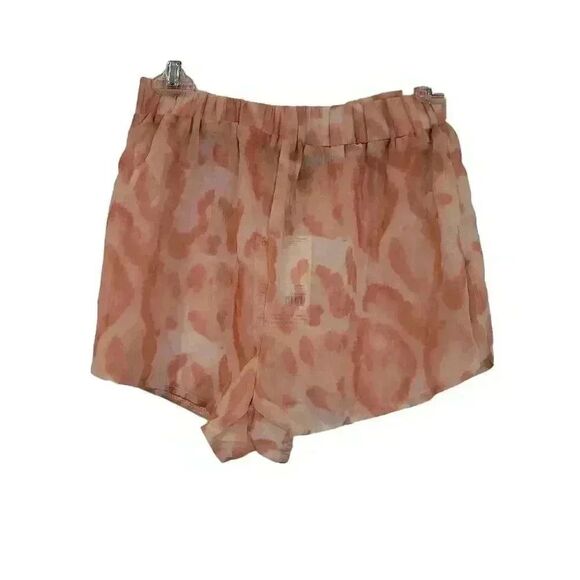 Missguided Women's Tawny Peach Chiffon Washed Poly Leopard Runner Shorts NEW - Picture 2 of 11